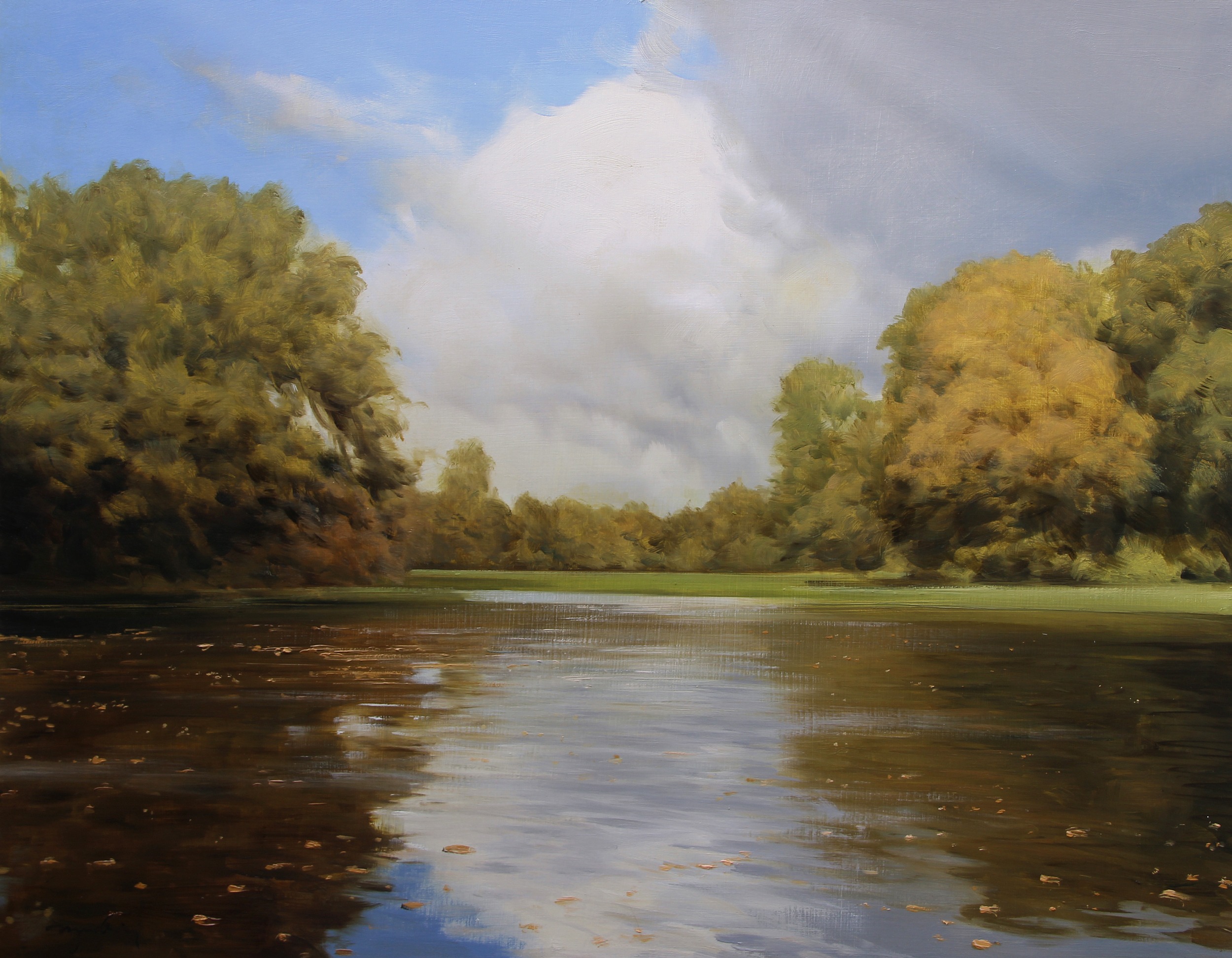 JESIEŃ NAD STAWEM olej, płótno, 57×73 2020