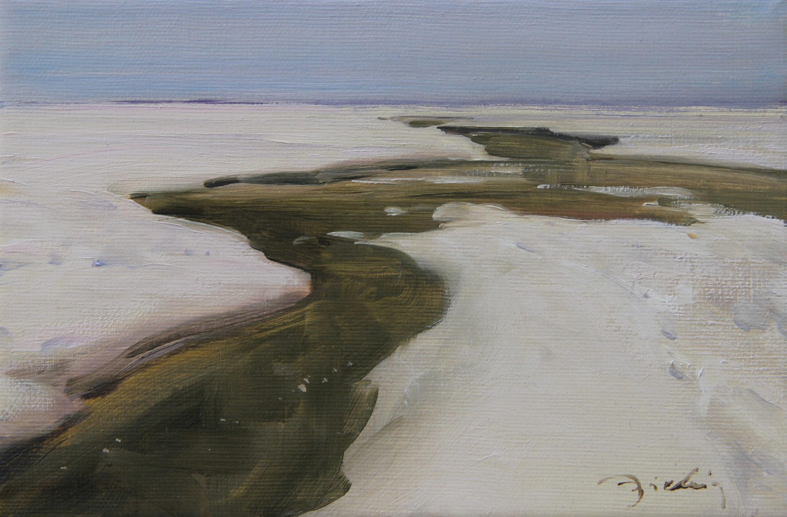ZIMOWY STRUMIEŃ olej, płótno, 16×24 2021