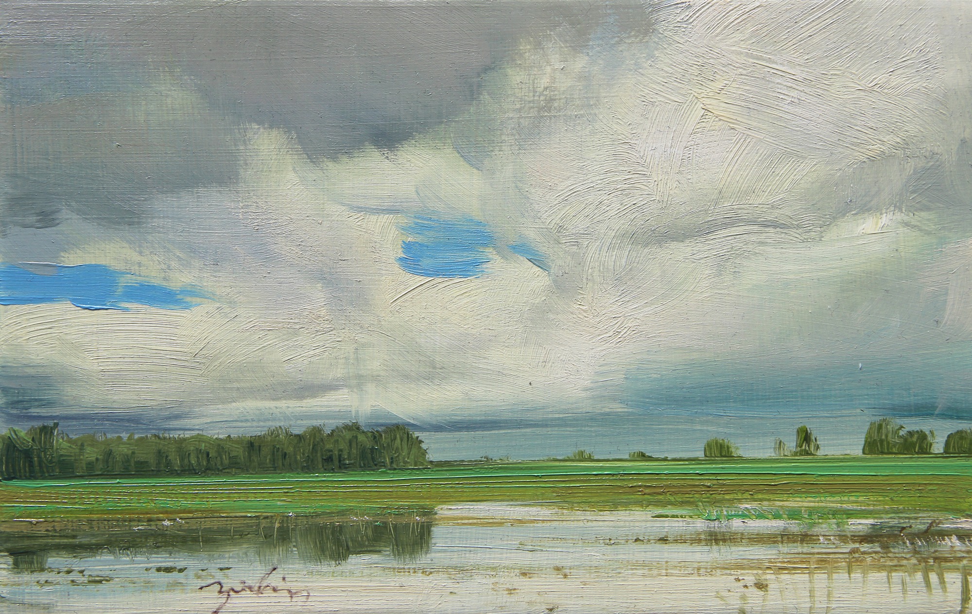 WIOSENNE ROZTOPY olej, płótno, 14×22 2021