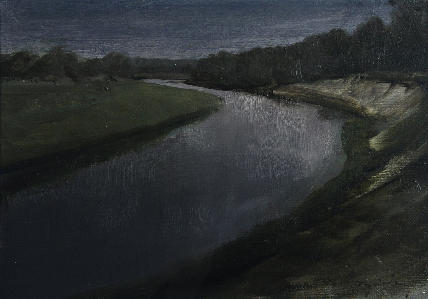 PILICA NOCĄ olej, płótno, 21×30 2021