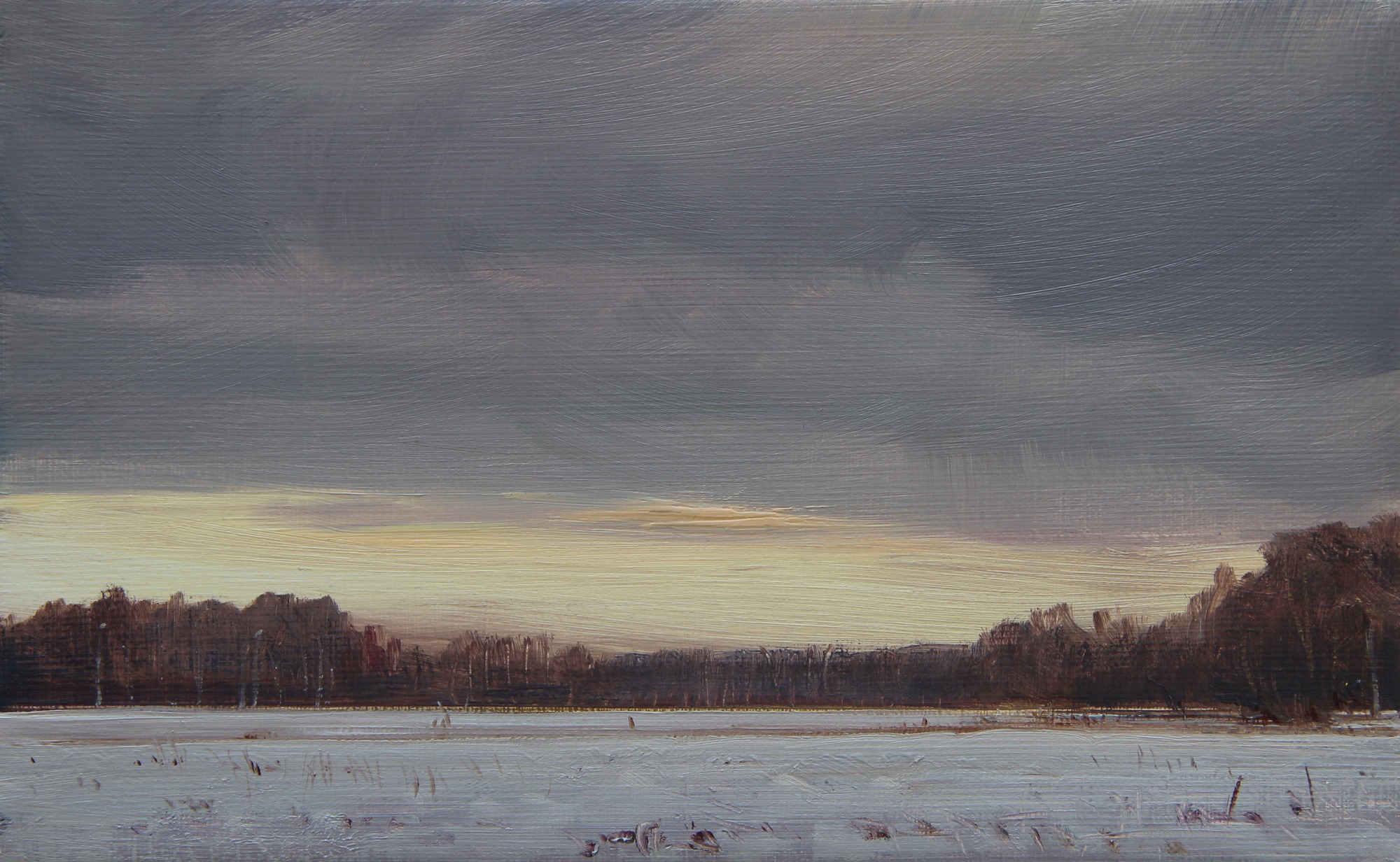ZIMOWY ZMIERZCH olej, płótno, 16×27 2021 strona